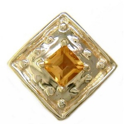 B3688 14K SQ CITRINE SLIDE WITH GOLD BEAD DESIGN 